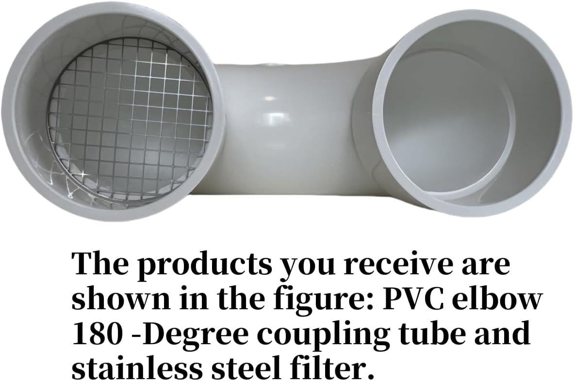 LGQF-LL 3-Inch PVC Vent Cap 180° Return Bend – 304 Stainless Steel Screen for Furnace Intake, Exhaust & Roof Vent, Drain & Pipe Protection (No Elbow Required, Fits 3" DWV & Schedule 40)