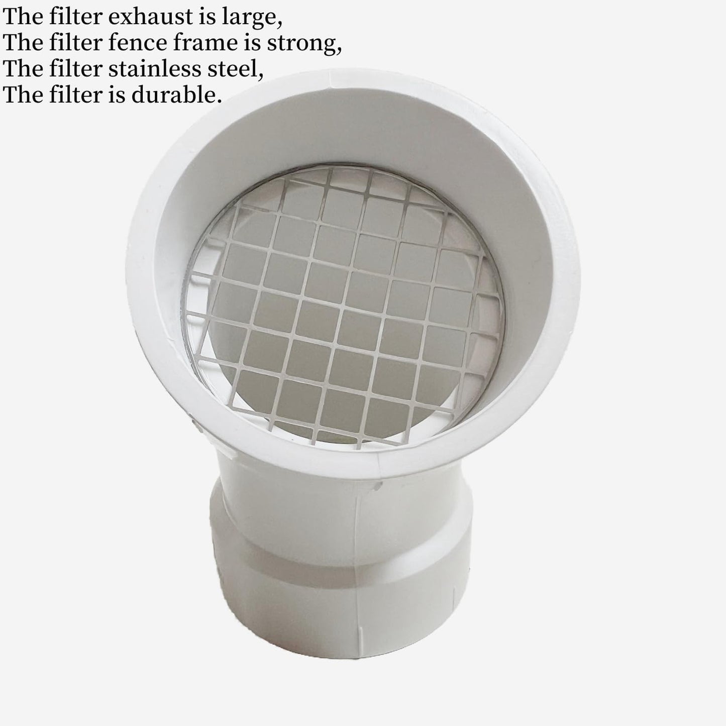 LGQF-LL 4-Inch PVC Vent Cap 45° - 304 Stainless Steel Screen for Furnace Intake, Exhaust & Roof Vent, Drain & Pool Pipe (No Elbow Required, Fits 4" DWV & Schedule 40)