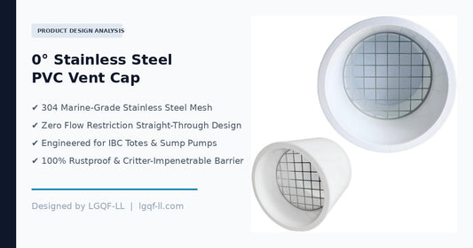 LGQF-LL 0-Degree 2-Inch Stainless Steel PVC Vent Cap for IBC Tote Overflow and Sump Pump Discharge Systems