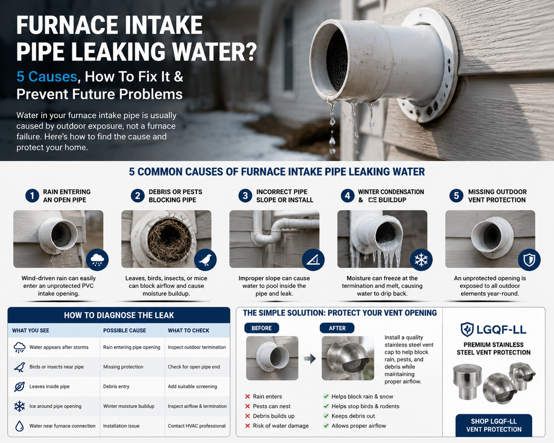 stainless steel PVC furnace vent cap protecting outdoor intake pipe