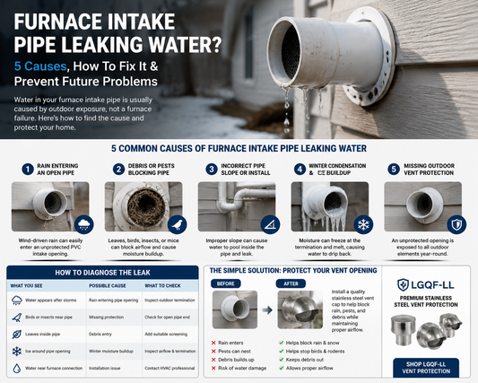stainless steel PVC furnace vent cap protecting outdoor intake pipe