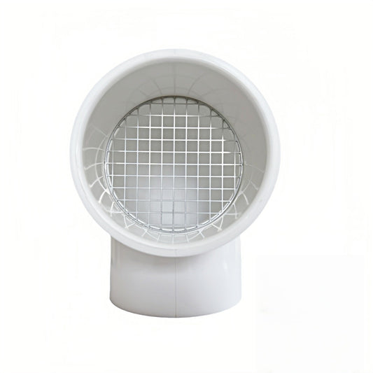 LGQF-LL 2-inch PVC vent cap installed on furnace vent preventing debris, ice, and animals