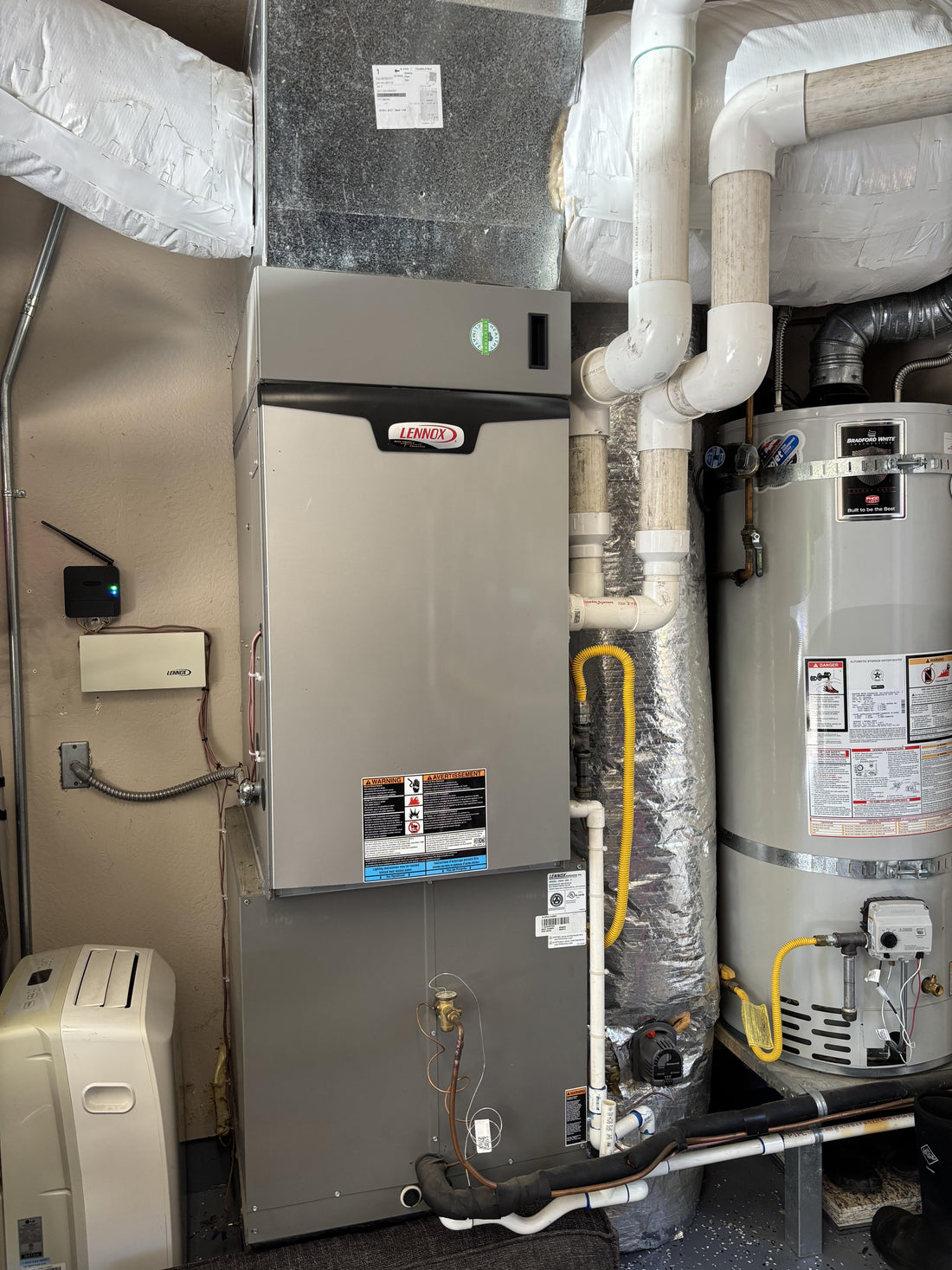 Lennox furnace airflow direction illustration with return and supply ducts