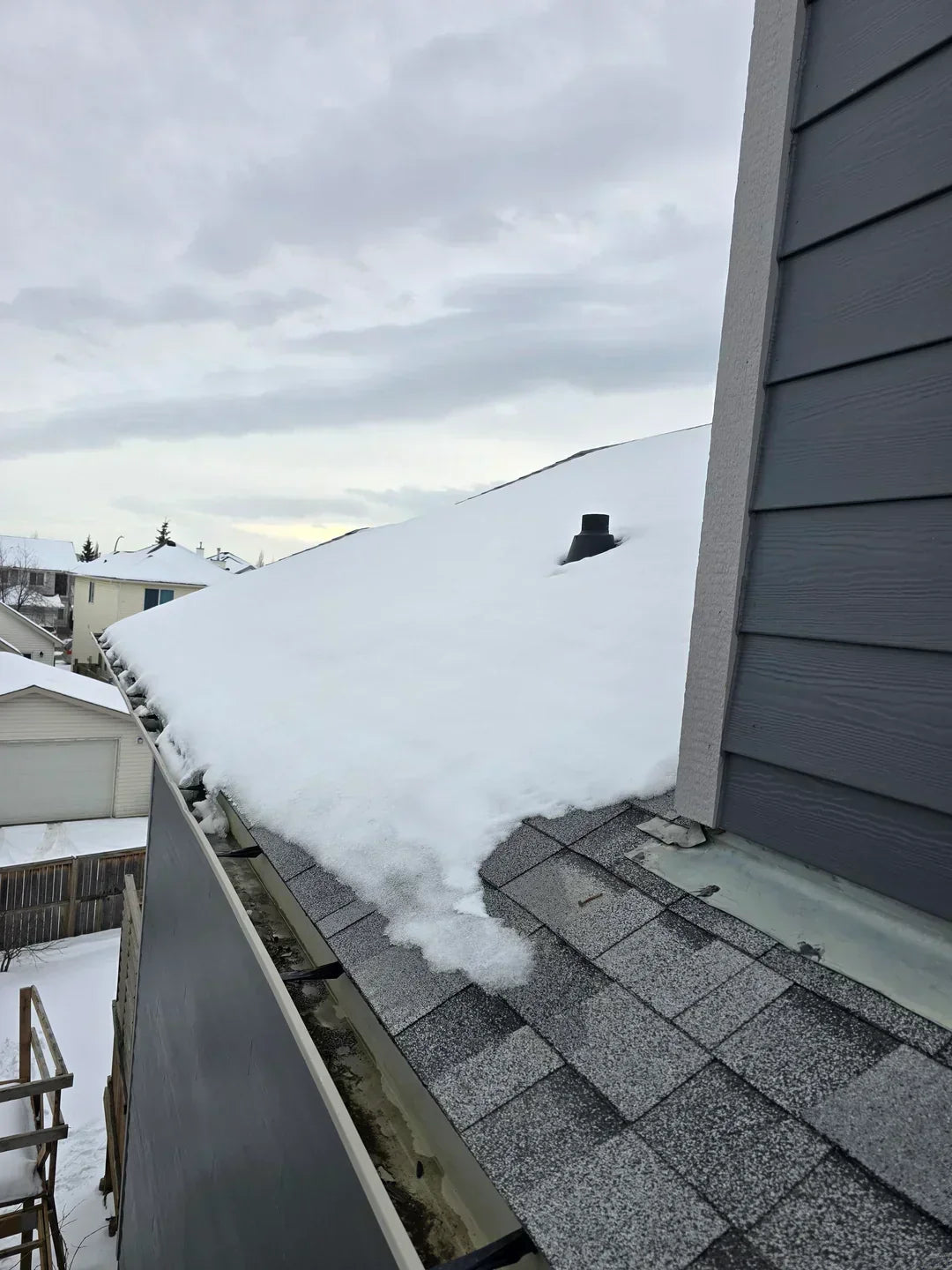 “LGQF-LL 2-inch PVC vent cap with 304 stainless steel mesh installed on rooftop vent pipe to prevent ice buildup, maintain airflow, and block debris”