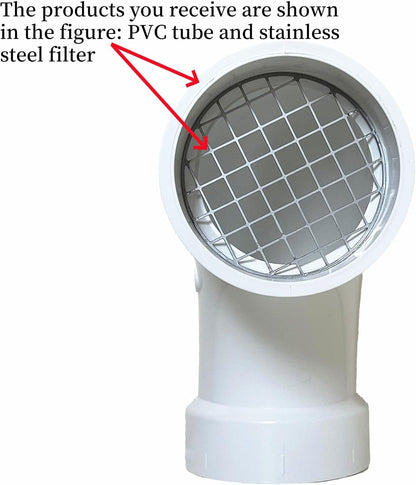 Close-up of 304 stainless steel mesh on LGQF-LL 2 inch vent termination screen.