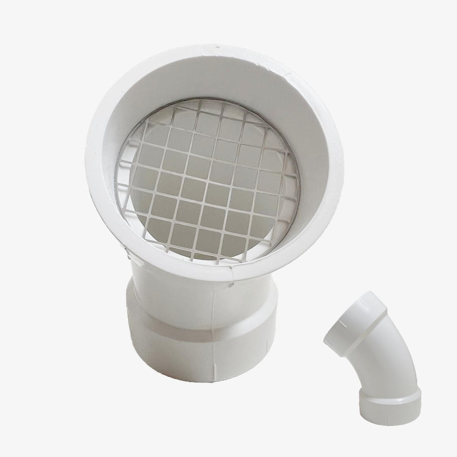 LGQF-LL 45 degree PVC vent cap with stainless steel screen