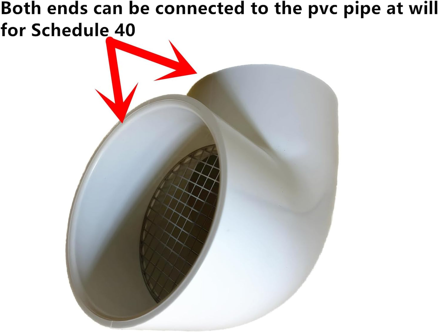 LGQF-LL 6-Inch PVC Vent Cap 90° – 304 Stainless Steel Screen for Furnace Exhaust, Roof Vent, Drain & Roof Pipe (No Elbow Required, Fits 6" Schedule 40)