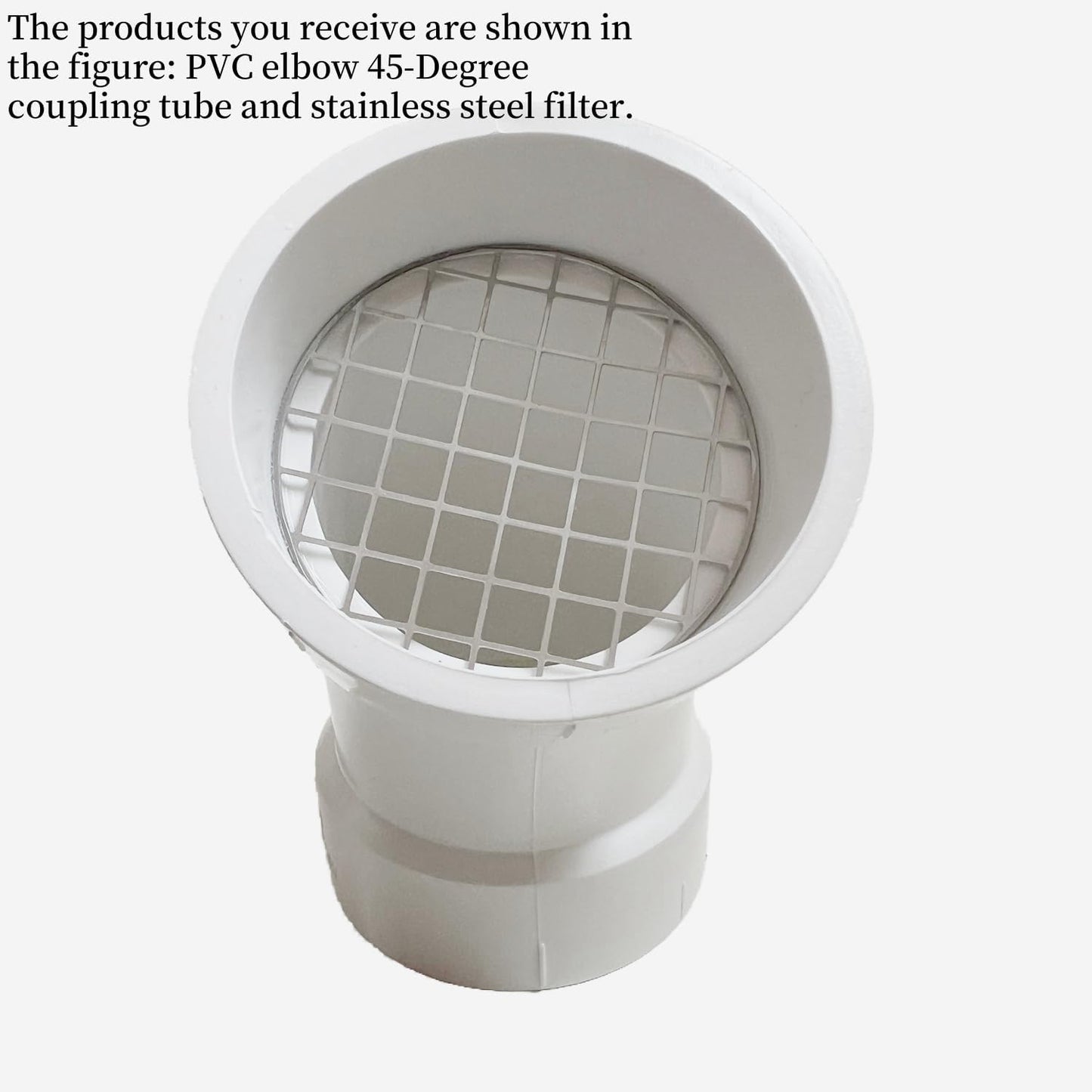 LGQF-LL 2-Inch PVC Vent Cap 45° – 304 Stainless Steel Screen for Furnace Intake, Exhaust & Roof Vent, Drain & Pool Pipe (No Elbow Required, Fits 2" DWV & Schedule 40)