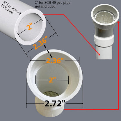 LGQF-LL 2-Inch PVC Vent Cap 45° – 304 Stainless Steel Screen for Furnace Intake, Exhaust & Roof Vent, Drain & Pool Pipe (No Elbow Required, Fits 2" DWV & Schedule 40)