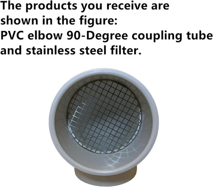 LGQF-LL 6-Inch PVC Vent Cap 90° – 304 Stainless Steel Screen for Furnace Exhaust, Roof Vent, Drain & Roof Pipe (No Elbow Required, Fits 6" Schedule 40)