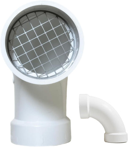 LGQF-LL 3 inch long sweep PVC vent screen cap for high-efficiency furnace and HVAC termination.