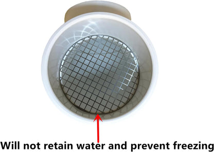 Rainproof 90 degree PVC vent cover design preventing water and snow from entering the pipe.